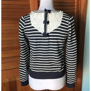 Liz Lisa J-fashion Gyaru Kawaii Dollcore Blue White Stripe Lace & Bows Top S-M